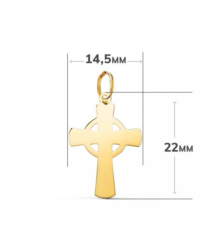 Kettenanhänger keltisches Kreuz, 22 mm – glänzend 750 Gold | Goldkreuz