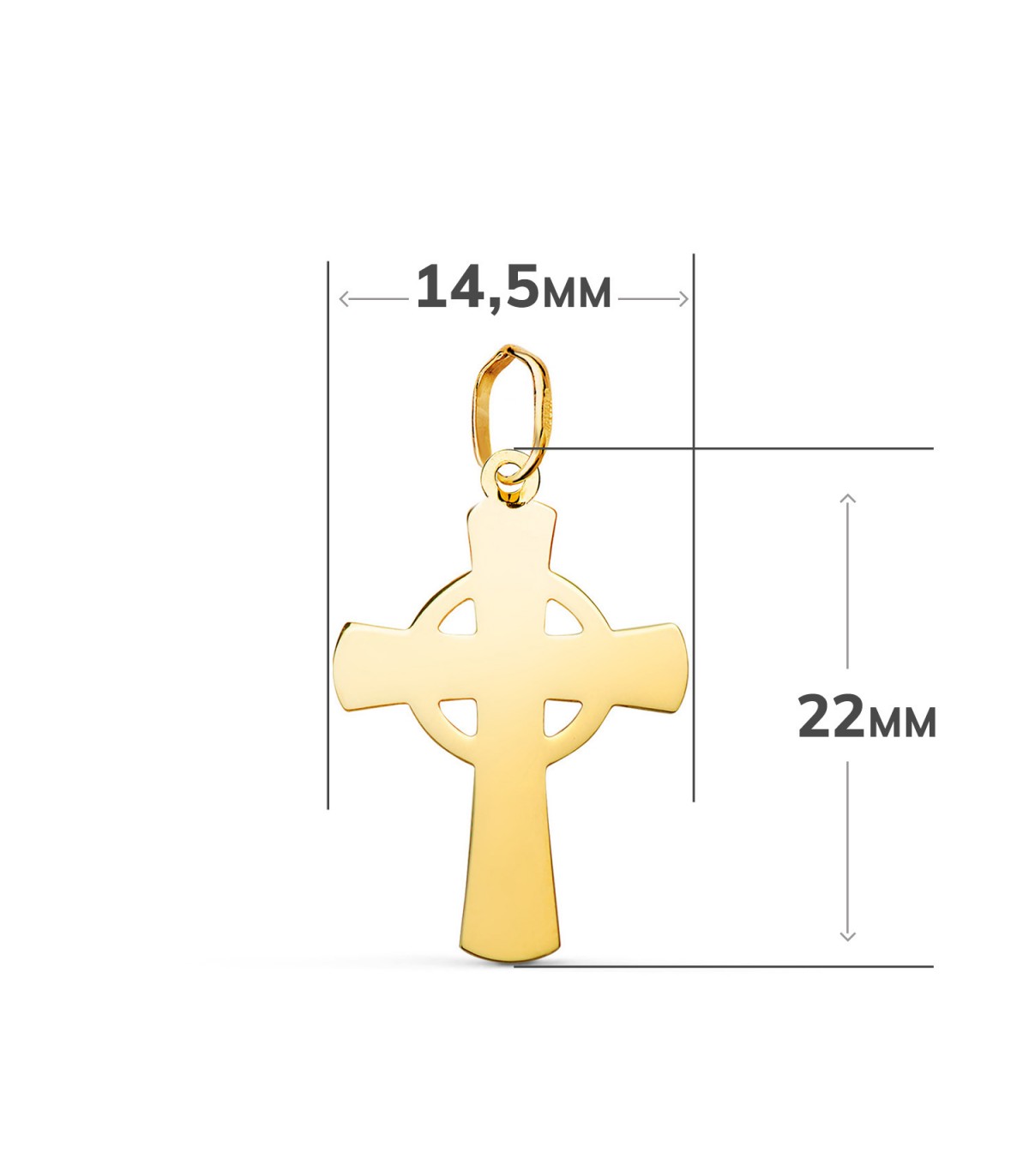 Colgante Cruz Celta oro amarillo 18 Kilates 22 mm | Cruces de oro para hombre y mujer
