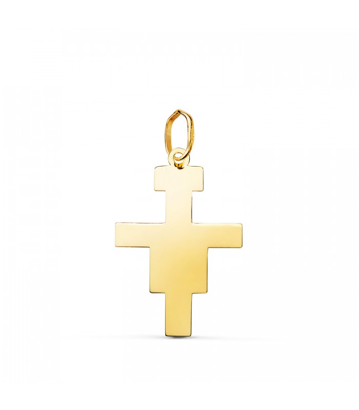 Ciondolo con croce di San Damiano, 22 mm – oro lucido 750 | Croce d'oro per uomo e donna