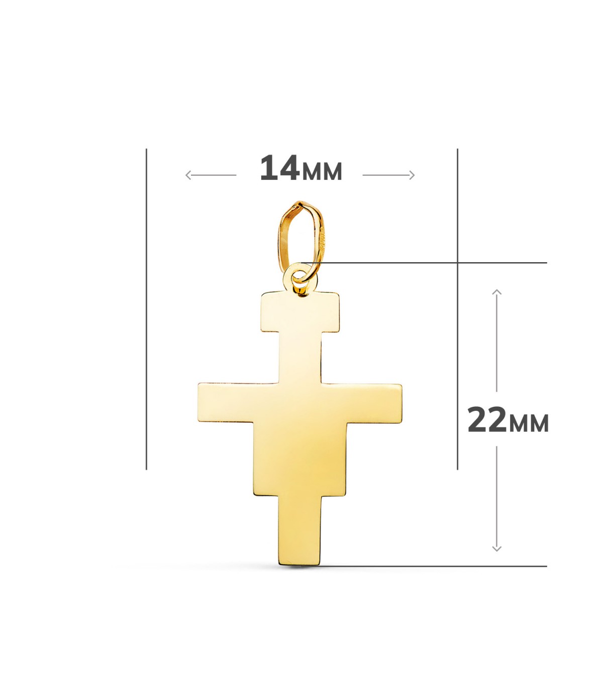 Cruz de San Damián oro amarillo 18 Kilates 22 mm | Cruces de oro para hombre y mujer