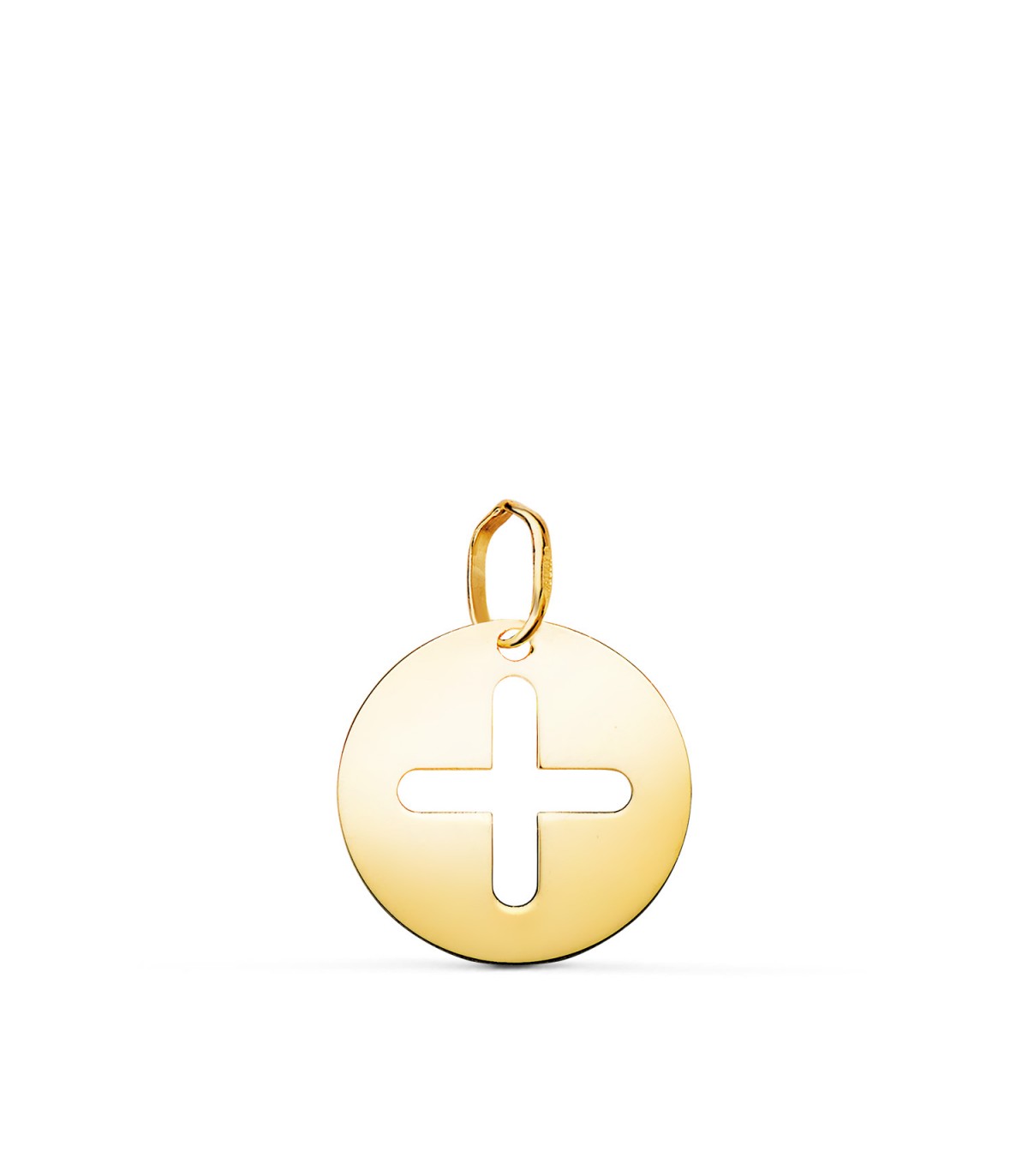 Pendentif médaille rond avec croix | Croix en or pour baptême et communion
