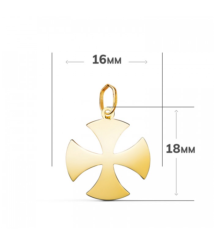 Croix chrétienne pattée, des templiers, or jaune 750 , 18 mm | Bijouterie en ligne.
