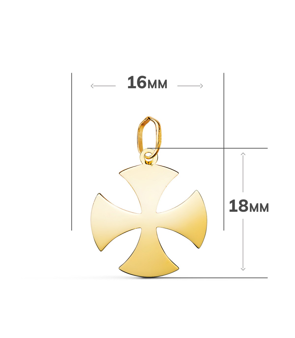 Croix chrétienne pattée, des templiers, or jaune 750 , 18 mm | Bijouterie en ligne.