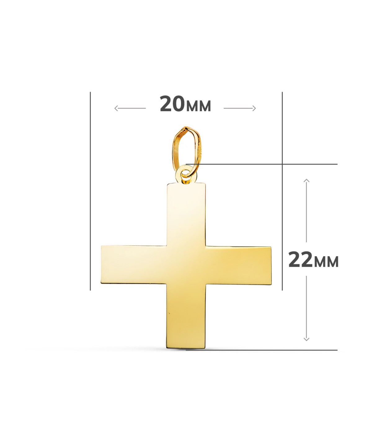Cruz griega de oro amarillo 18 Kilates 22 mm | Cruces de oro para hombre y mujer