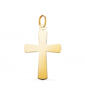 Pendentif croix en or 18 carats , cadeau baptême et communion - Croix plate 29 mm