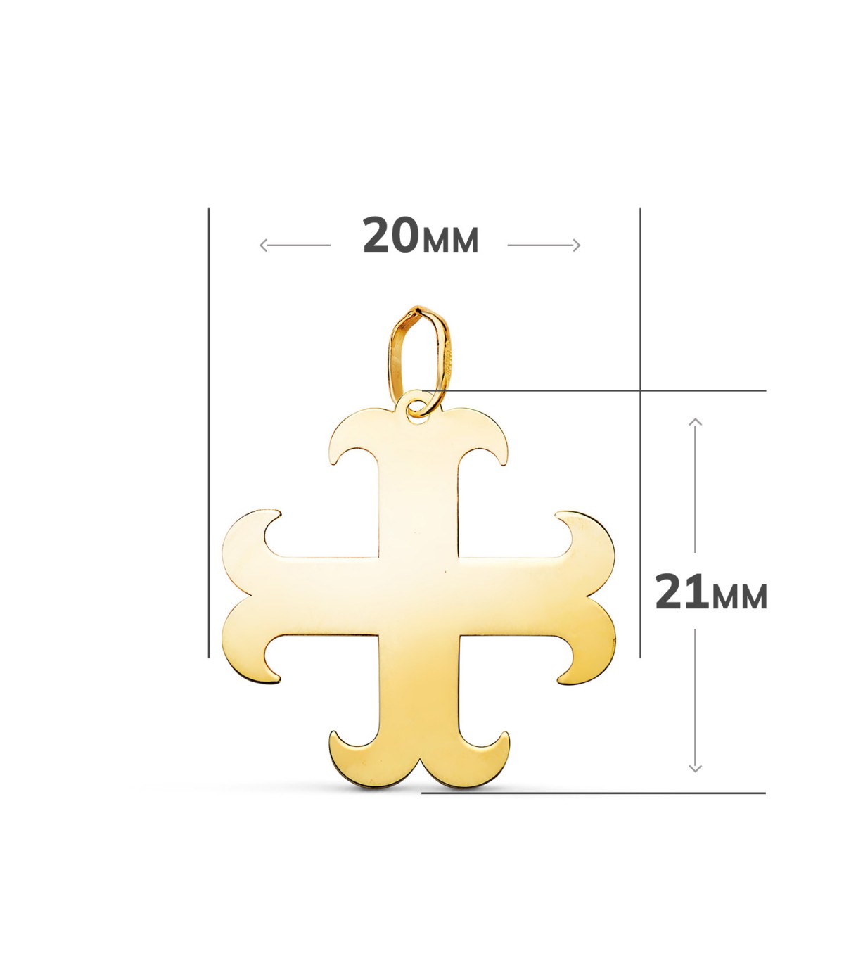 Kreuz-Anhänger aus 750er Gelbgold (18 Karat), ankerförmiges Tatzen- und Templerkreuz, 21 mm, heraldisches Symbol.