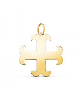 Kreuz-Anhänger aus 750er Gelbgold (18 Karat), ankerförmiges Tatzen- und Templerkreuz, 21 mm, heraldisches Symbol.