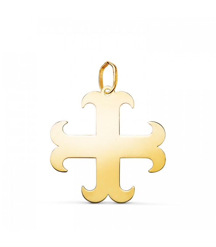 Kreuz-Anhänger aus 750er Gelbgold (18 Karat), ankerförmiges Tatzen- und Templerkreuz, 21 mm, heraldisches Symbol.