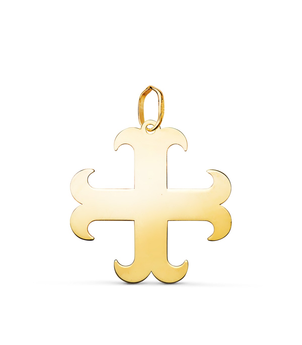 Kreuz-Anhänger aus 750er Gelbgold (18 Karat), ankerförmiges Tatzen- und Templerkreuz, 21 mm, heraldisches Symbol.