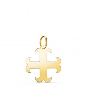 Kreuz-Anhänger aus 750er Gelbgold (18 Karat), ankerförmiges Tatzen- und Templerkreuz, 17 mm, heraldisches Symbol.