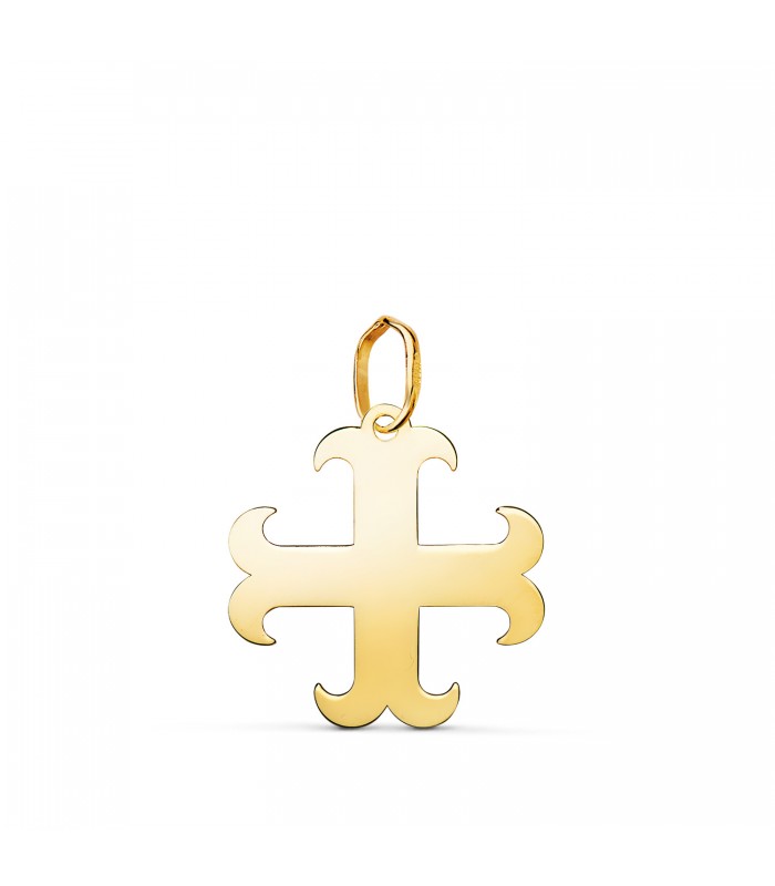 Cruz de ocho puntas, oro de 750, brazos en forma de ancla, 17 mm | Símbolo heráldico, cruz de San Benito y cruz templaria.