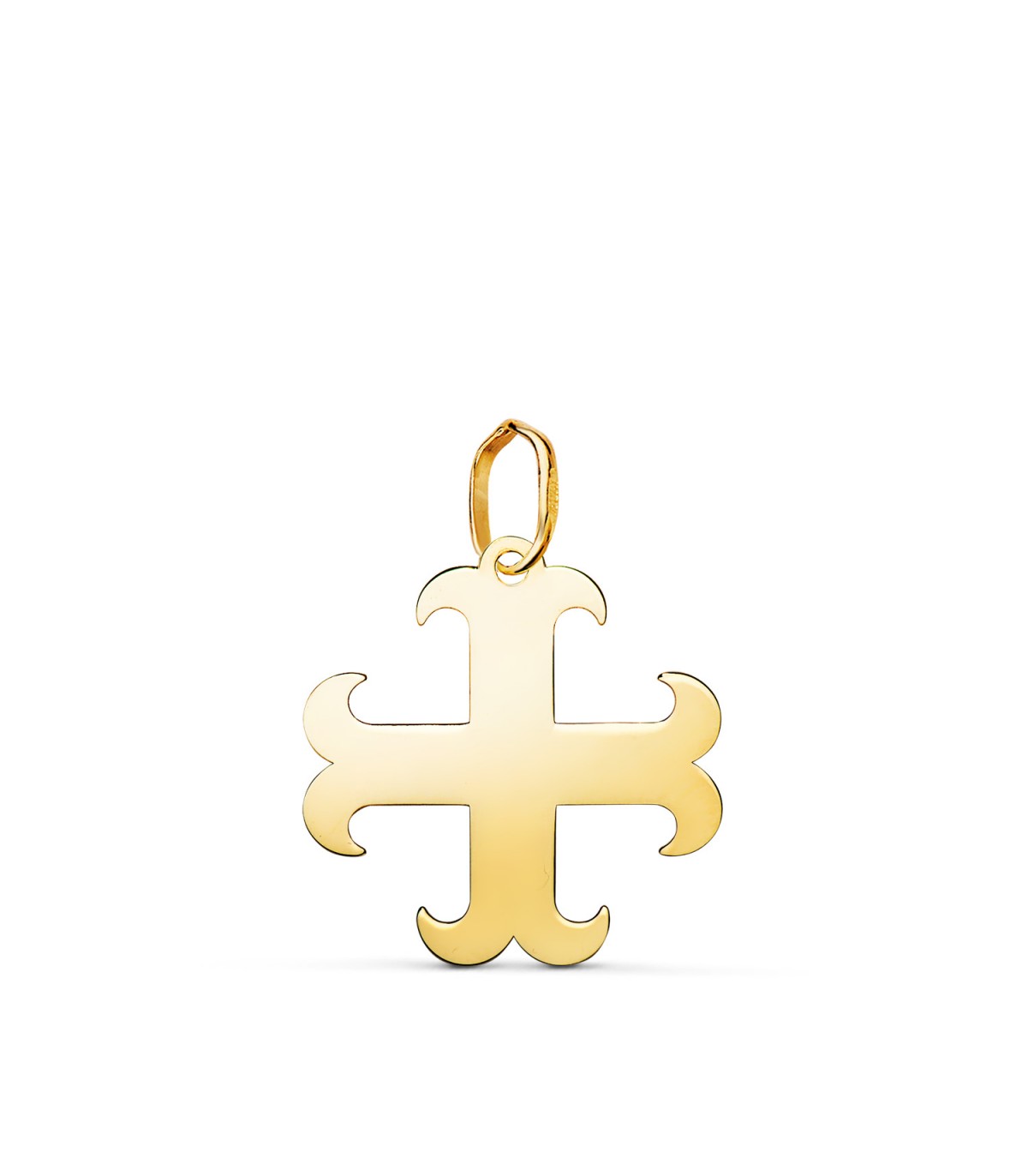 Croix pattée huit pointes, or 750, branches d’ancre, 17 mm | Symbole héraldique et croix saint Benoît et templière.