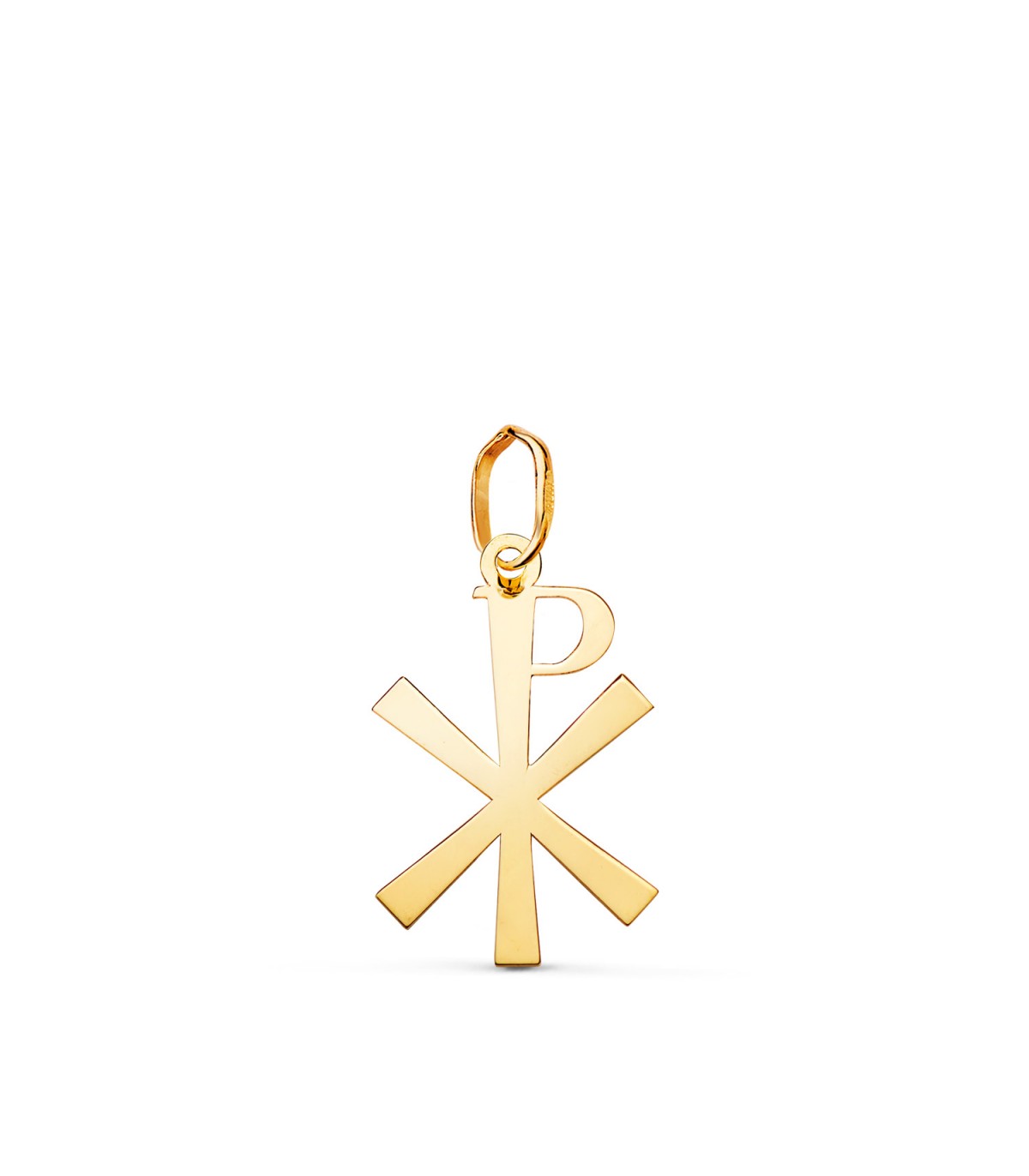 Croce della Pace, medaglia con monogramma di Cristo, simbolo di Gesù | Croce d'oro giallo 18Kt 18mm
