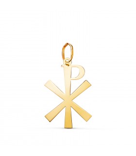Cruz Crismón Oro amarillo 18K - Colgante símbolo de Cristo - cristograma 22 mm