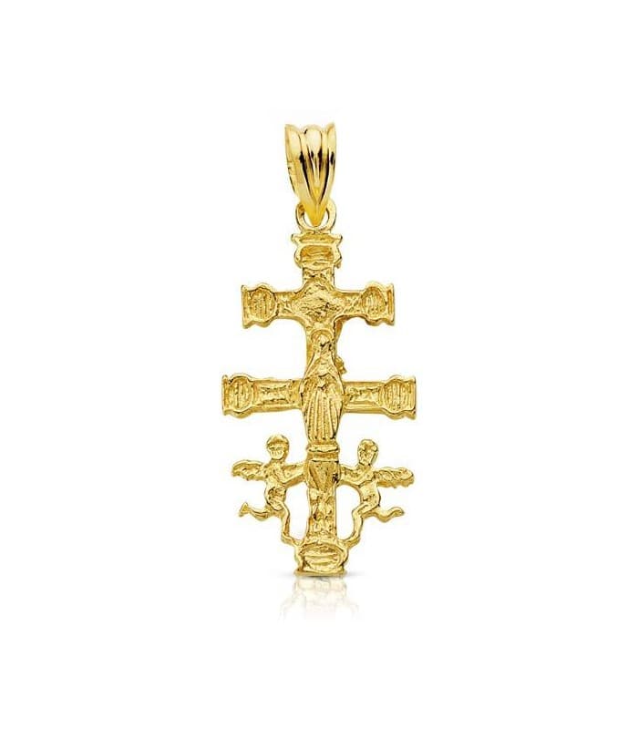 Colgante Cruz de Caravaca en oro 18 kilates