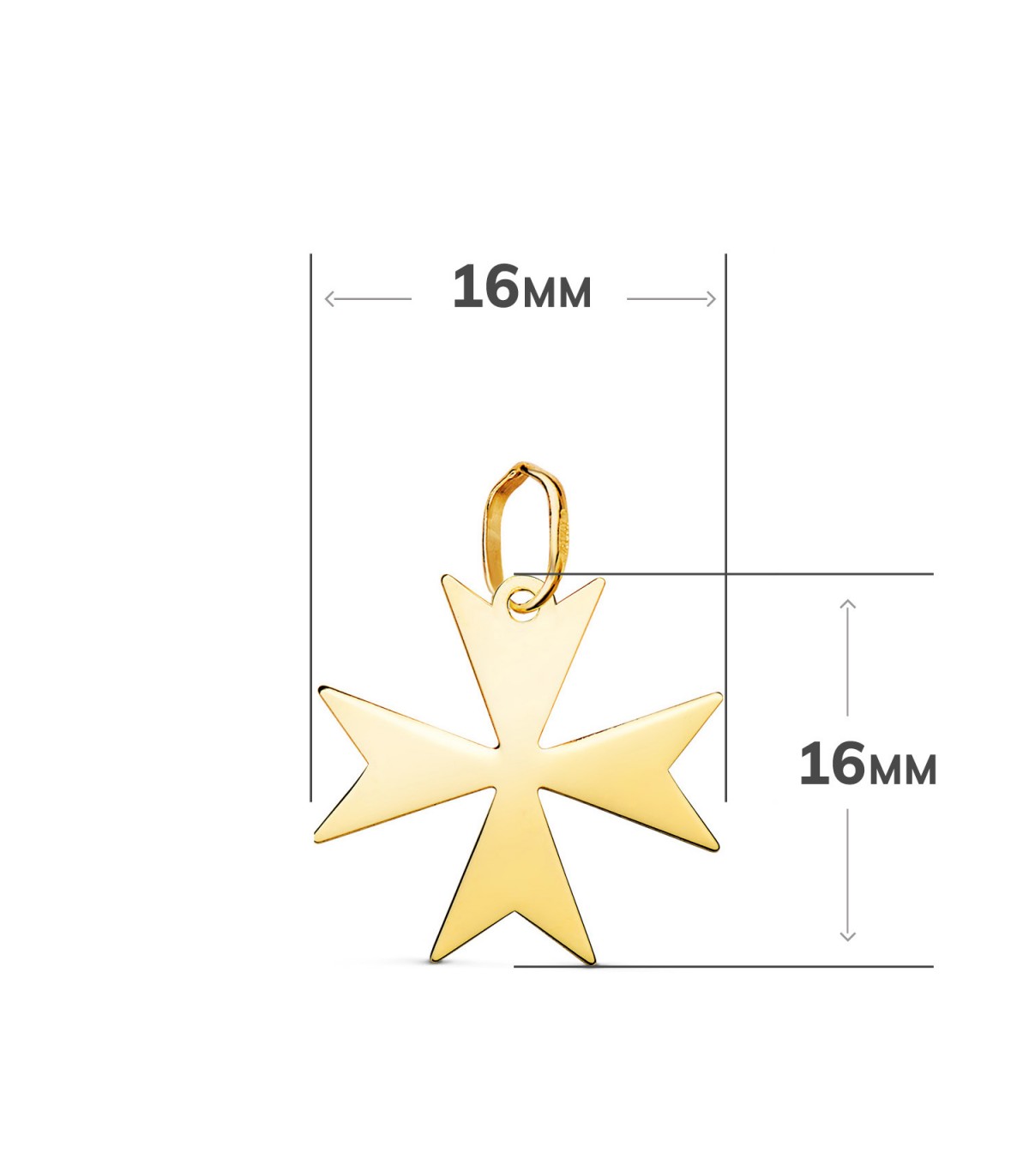Croix à huit pointes, or jaune 750 16 mm | Croix de Malte (Saint-Jean)