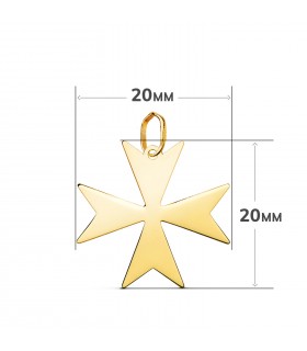 Ciondolo con croce a otto punte, oro giallo 750, 20 mm | Croce di Malta (San Giovanni)