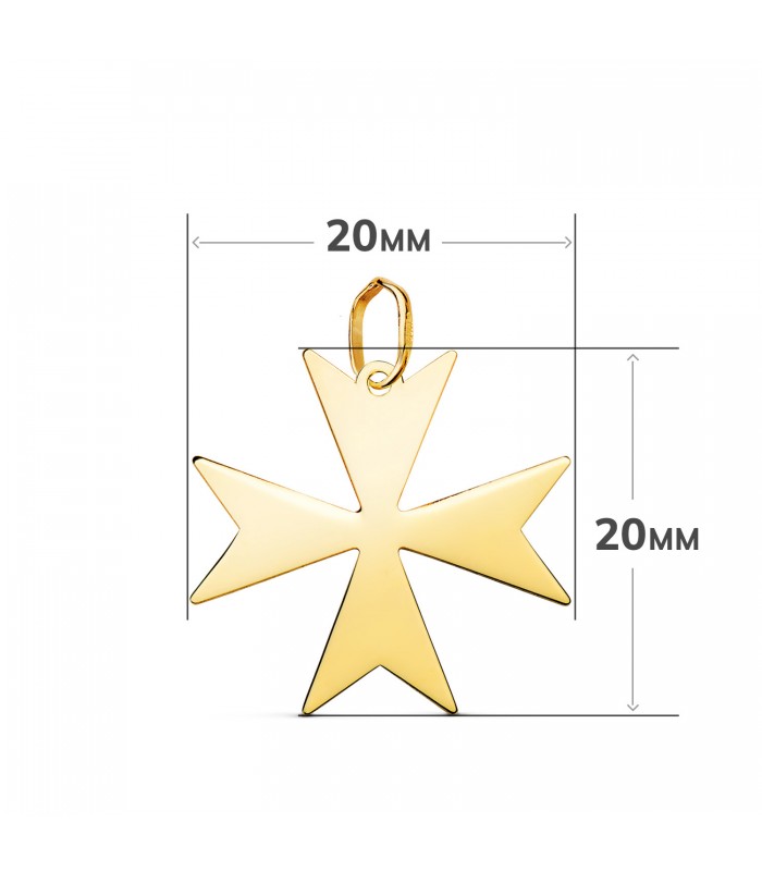 Colgante cruz de ocho puntas, oro de 750, 20 mm | Símbolo heráldico, cruz de Malta (San Juan).