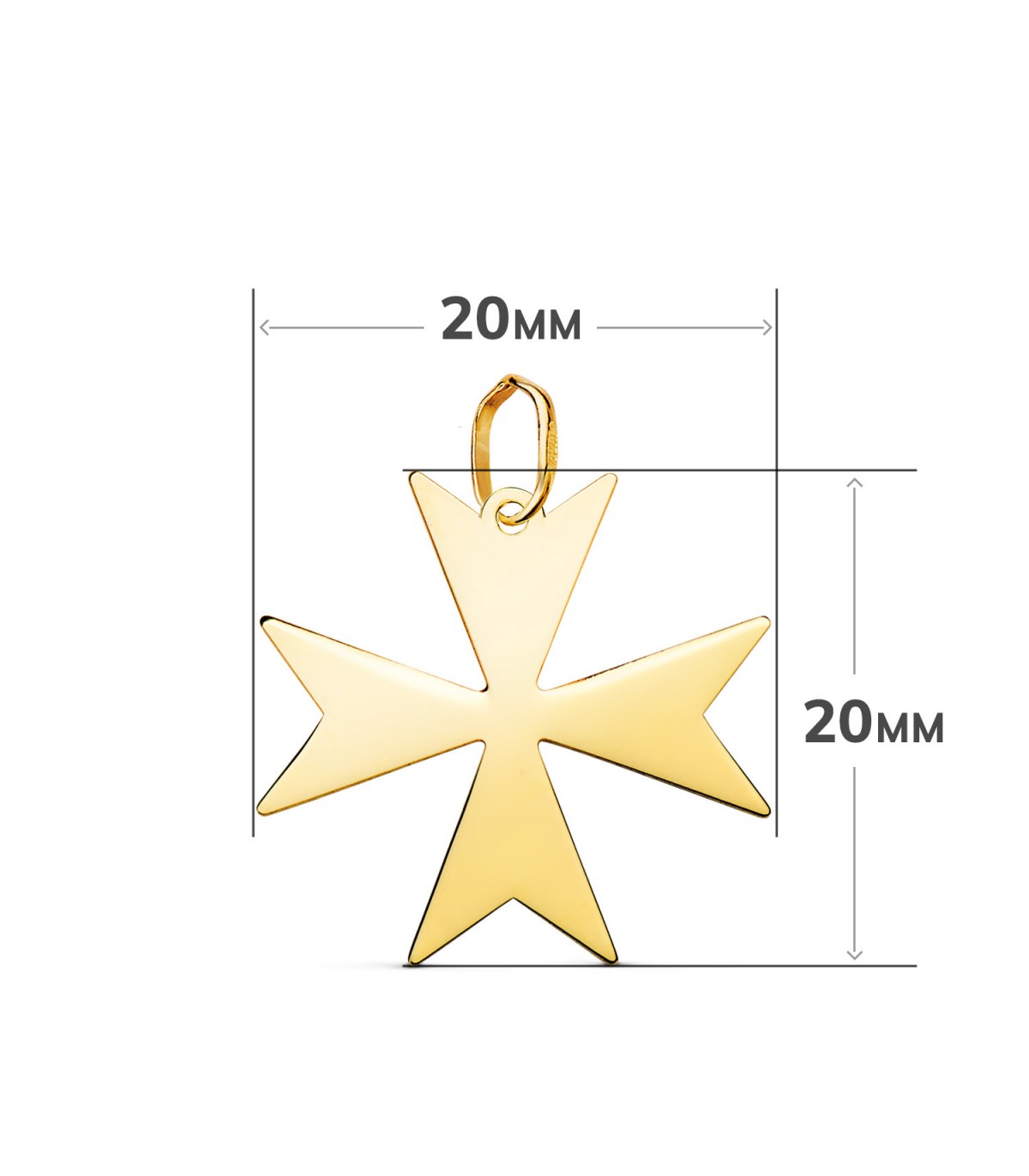 Ciondolo con croce a otto punte, oro giallo 750, 20 mm | Croce di Malta (San Giovanni)
