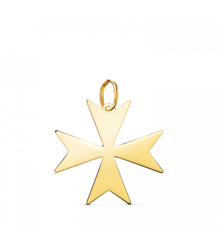 Ciondolo con croce a otto punte, oro giallo 750, 20 mm | Croce di Malta (San Giovanni)