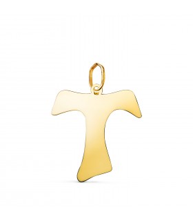 Cruz de Tau de oro (Cruz de San Antonio, San Francisco), colgante sacro de 20,5 mm, 18 kilates | Joyas religiosas y cruces