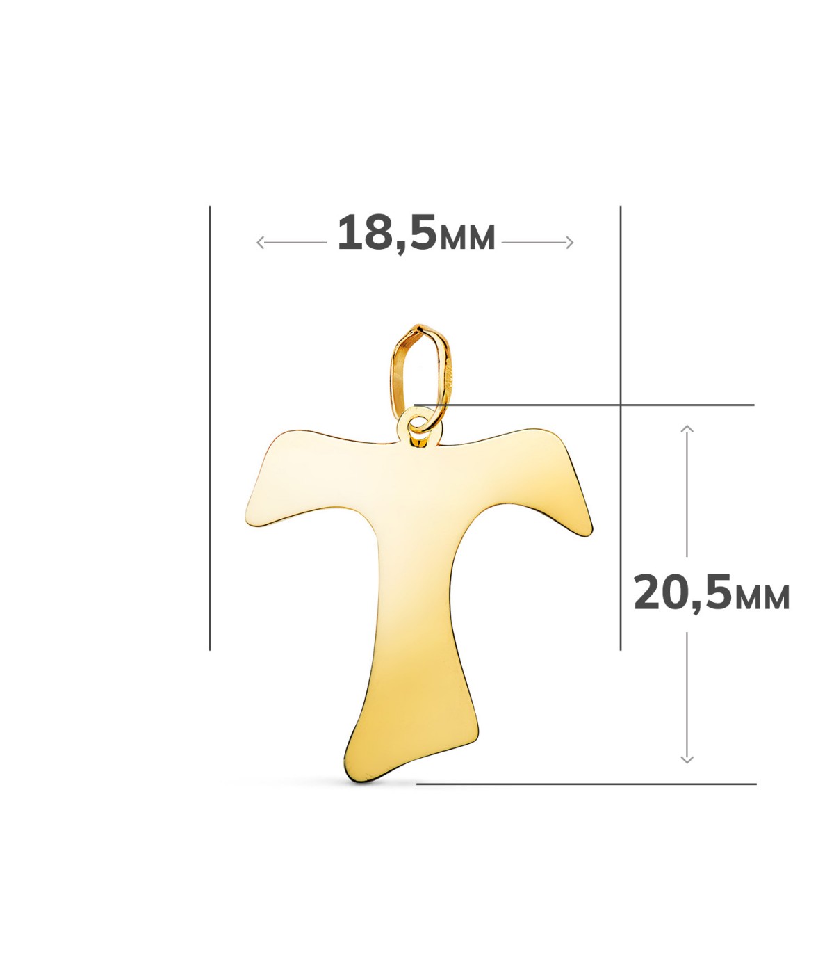 Croce Francescana, Tau o di Sant'Antonio in oro giallo 18 kt 20,5mm