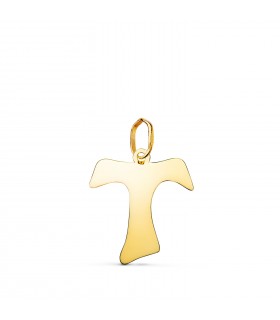 Cruz de Tau de oro (Cruz de San Antonio, San Francisco), colgante sacro de 17 mm, 18 kilates | Joyas religiosas y cruces