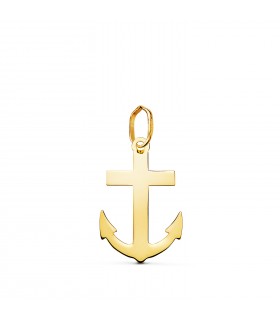 Croce con ancora in oro giallo, ciondolo sacro da 18 mm, 18 kt | Gioielli religiosi e croci