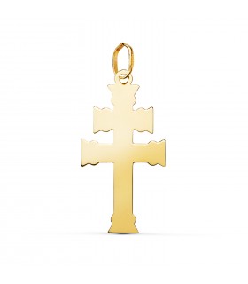 Colgante Cruz de Caravaca en oro amarillo 18K 27 mm, tipo de cruz patriarcal | Crucifijos y cruces