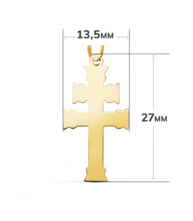 Croix de Lorraine en or jaune 18k, symbole patriarcal 27 mm | Crucifix et croix catholique