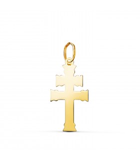 Croce patriarcale in oro giallo 18 kt, simbolo di Caravaca e di Lorena, 22 mm | Crocifissi e croci cattoliche