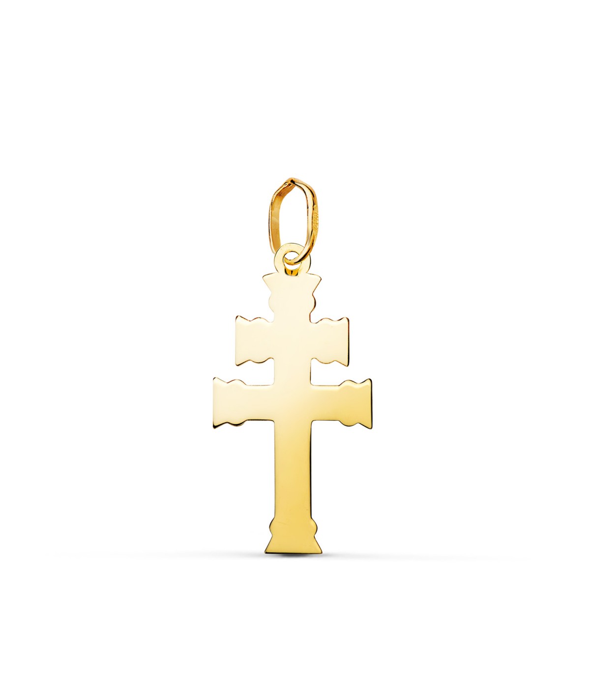 Colgante Cruz de Caravaca en oro amarillo 18K 22 mm, tipo de cruz patriarcal | Crucifijos y cruces