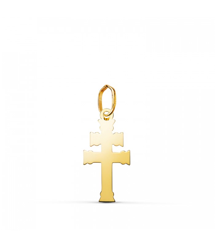 Croix de Lorraine en or jaune 18k, symbole patriarcal 18 mm | Crucifix et croix catholique