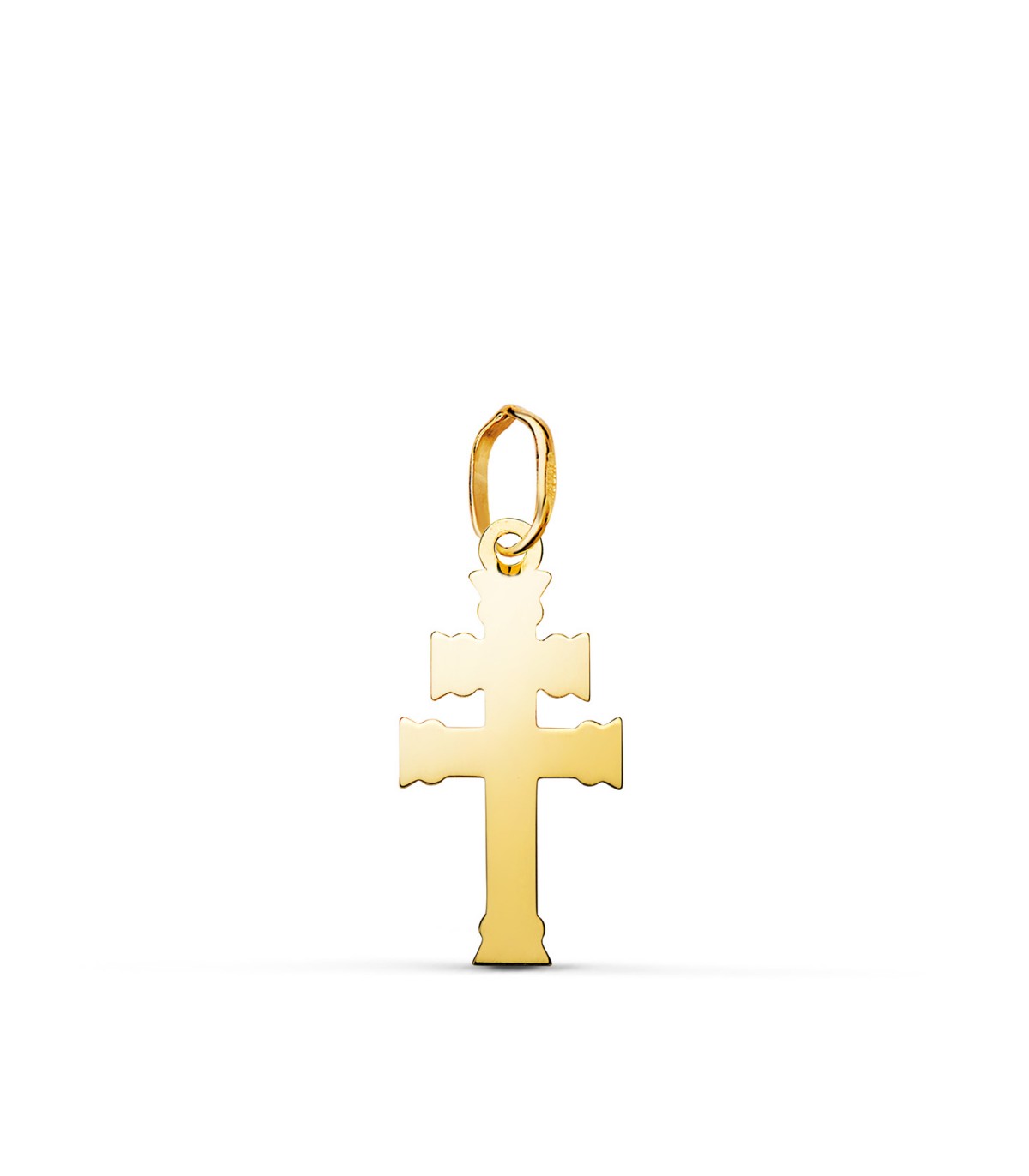 Colgante Cruz de Caravaca en oro amarillo 18K 18 mm, tipo de cruz patriarcal | Crucifijos y cruces
