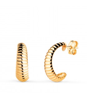 Aros gallonados pequeños | Pendientes de aro en oro 18k para mujer