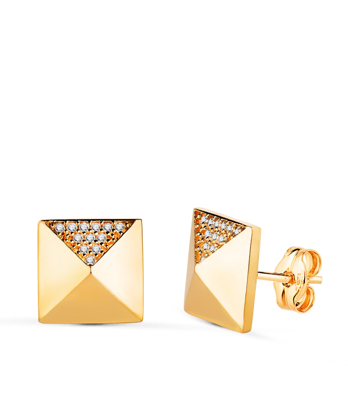 Orecchini da uomo in oro 750, 10 mm – Kairo, forma piramide, quadrata