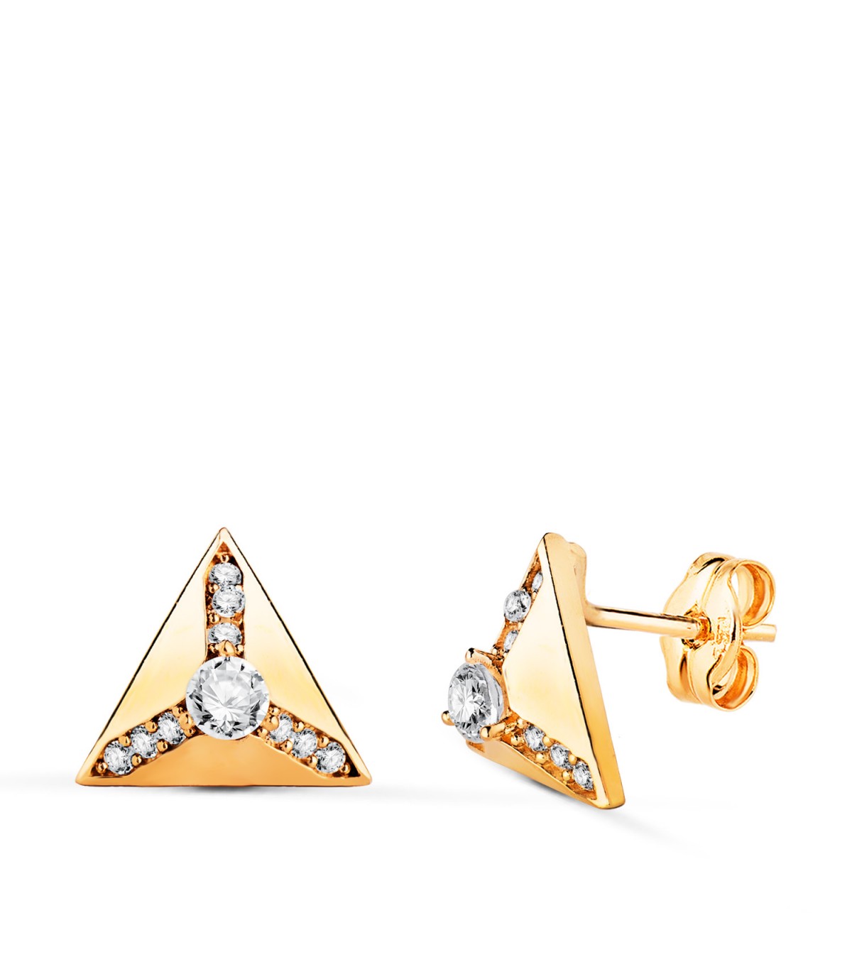 Boucles d'oreilles pour homme en or 750, 10 mm – Gizeh, forme pyramide, triangle