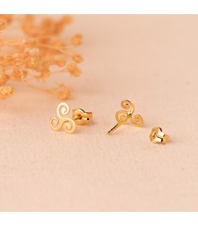 Pendientes en oro amarillo 18 k con motivo celta Triskel.