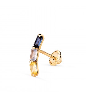 Piercings oreja mujer y pendientes sueltos, oro 18 kilates - Piedras azules, citrino