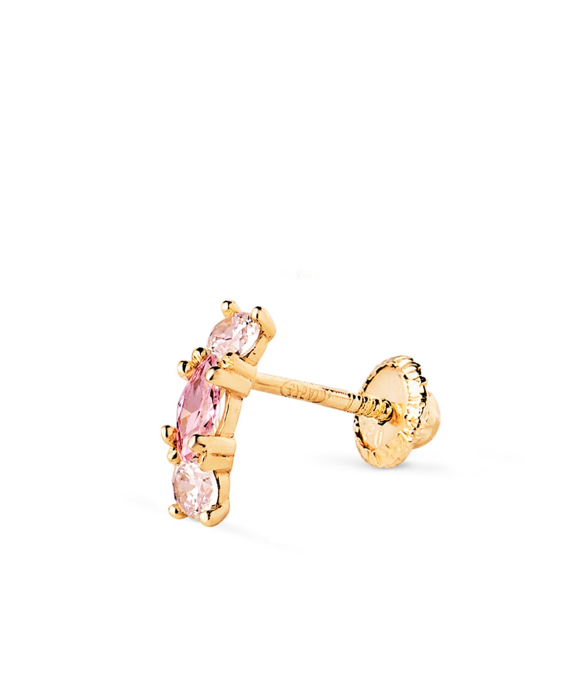 Piercing orecchio con pietre colorate rose Flamingo | Orecchini lobo e piercings donna in oro 9k.