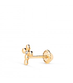 Piercing orecchio Croce per donna, ossidi di zirconio e oro 9 kt - Orecchino piccolo