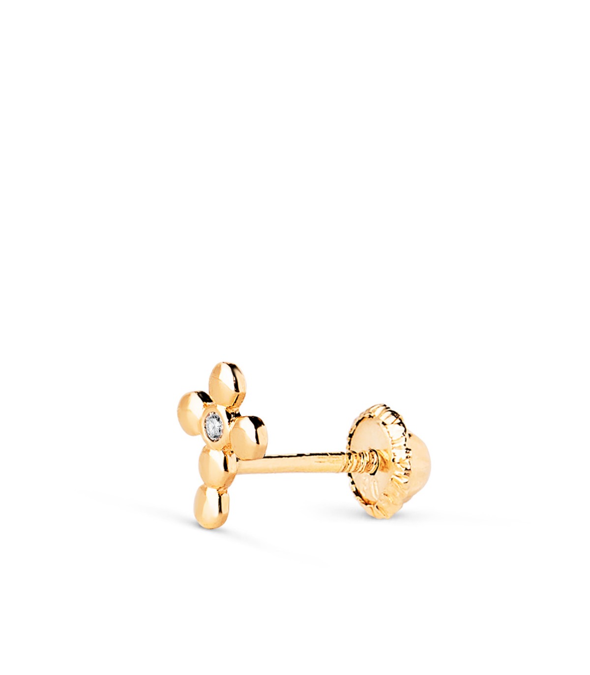 Piercing orecchio Croce per donna, ossidi di zirconio e oro 9 kt - Orecchino piccolo