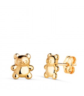 Pendientes de oro con forma de oso 7 mm 18 kilates. Pendientes para niñas.