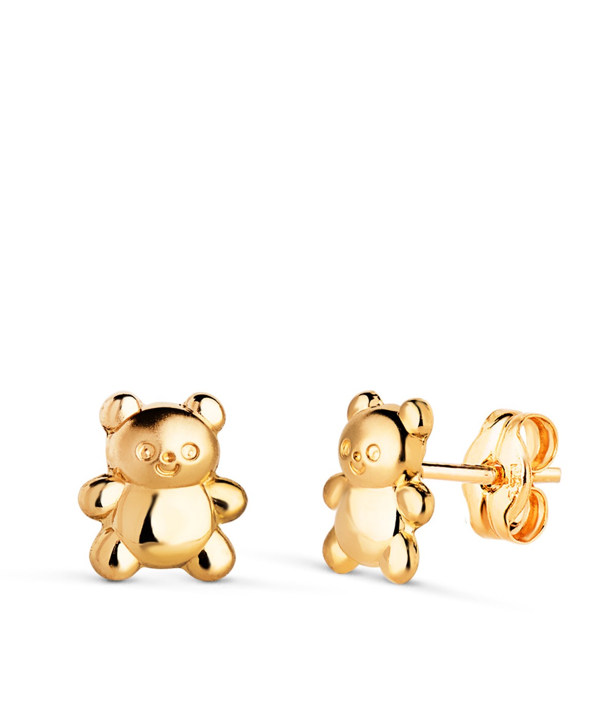 Clous d'oreilles ours 7 mm, en Or Jaune 750. Boucles d'oreilles pour enfant et fillette.