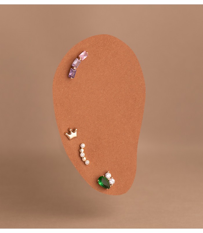Piercing per orecchie donna Strass, ossidi di zirconio e oro 9 carati - Orecchino ricurvo con piccole pietre