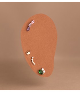 Piercings oreja mujer y pendientes sueltos, oro 9 kilates - Modelo Frog con piedra verde
