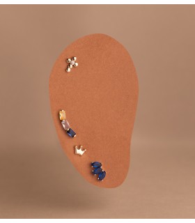 Piercings oreja mujer y pendientes sueltos, oro 18 kilates - Piedras azules, citrino