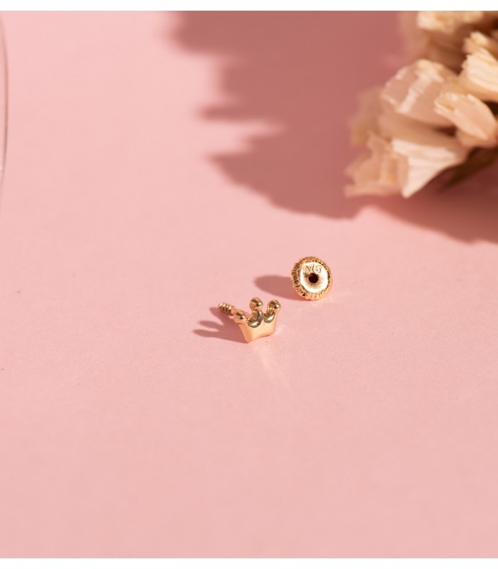 Piercing orecchio Corona per donna, oro liscio 9 kt - Orecchino piccolo