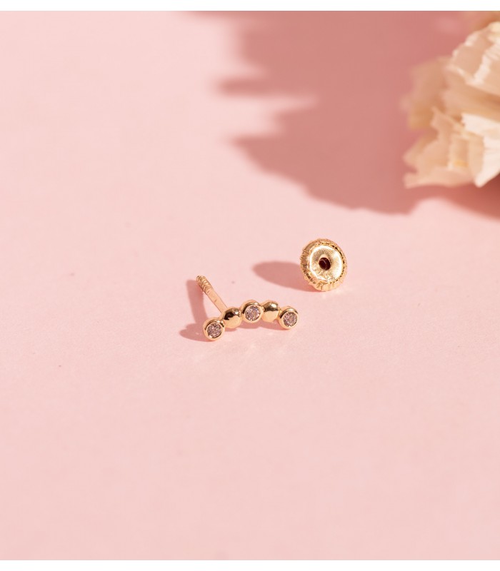 Piercing per orecchie donna Strass, ossidi di zirconio e oro 9 carati - Orecchino ricurvo con piccole pietre