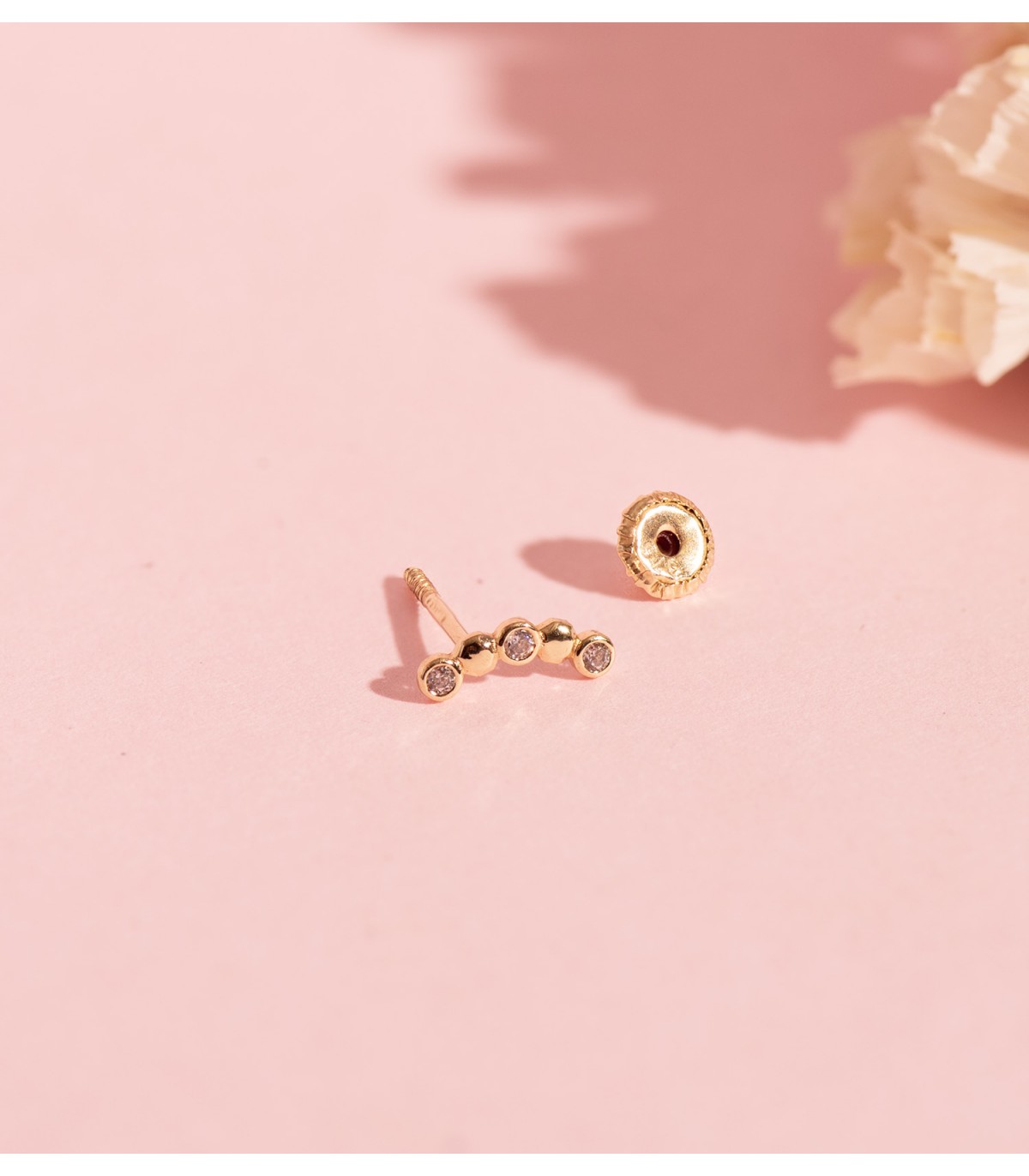Piercing per orecchie donna Strass, ossidi di zirconio e oro 9 carati - Orecchino ricurvo con piccole pietre
